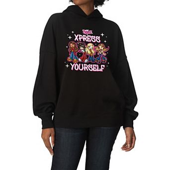 Women's Bratz Xpress Yourself Oversized Fleece Hoodie Sweatshirt