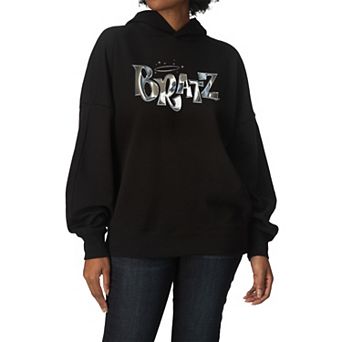 Women's Bratz Chrome Logo Oversized Fleece Hoodie Sweatshirt