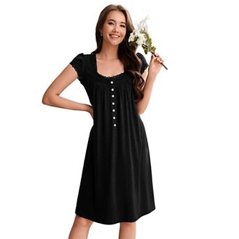 Women Nightgowns Short Sleeve Nightshirt Soft Night Gown Ladies Nightdress Comfy Pajama Dress
