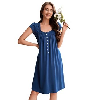 Women Nightgowns Short Sleeve Nightshirt Soft Night Gown Ladies Nightdress Comfy Pajama Dress