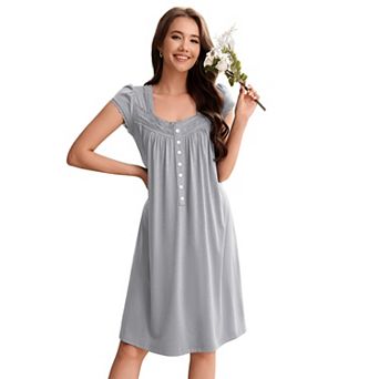 Women Nightgowns Short Sleeve Nightshirt Soft Night Gown Ladies Nightdress Comfy Pajama Dress