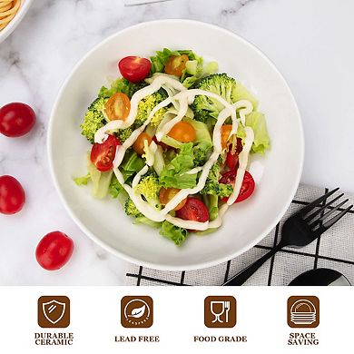 6 Pack 22 Ounce Porcelain Bowls Set, Pasta Bowls, Serving Bowls