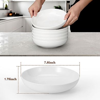 6 Pack 22 Ounce Porcelain Bowls Set, Pasta Bowls, Serving Bowls