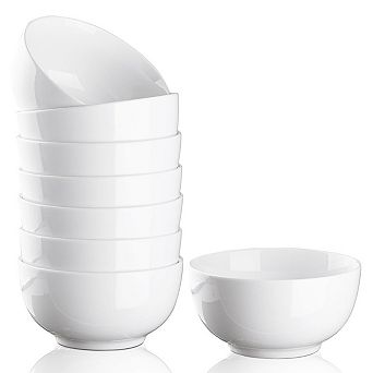 8 Pack 10 Ounce Porcelain Serving Bowls for Kitchen