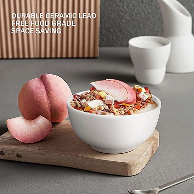 8 Pack 10 Ounce Porcelain Serving Bowls for Kitchen