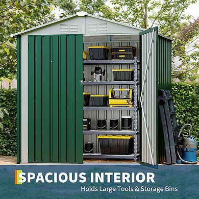 6X4 FT Outdoor Storage Shed,130 Cu Ft Outdoor Tool Shed with Sloped Roof
