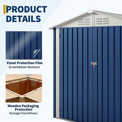 6X4 FT Outdoor Storage Shed,130 Cu Ft Outdoor Tool Shed with Sloped Roof