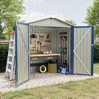 6X4 FT Outdoor Storage Shed,130 Cu Ft Outdoor Tool Shed with Sloped Roof