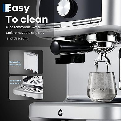 20 Bar Stainless Steel Espresso Machine with Integrated Grinder