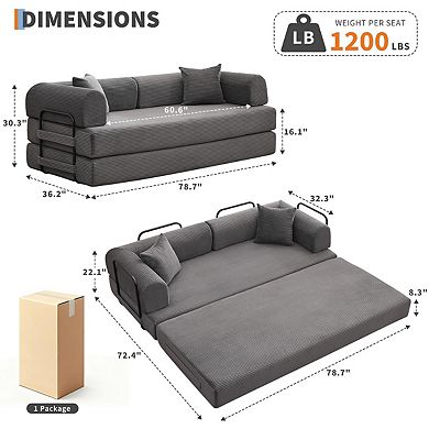 2 in 1 Convertible Sleeper Sofa Bed Couch