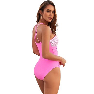 Women Tummy Control One Piece Swimsuit Modest Bathing Suit Full Coverage High Neck Swimwear