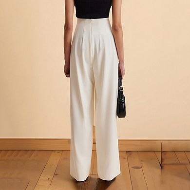 Women's Pants Casual Wide Leg Slim Fit Weekend Commute Gathering Trousers