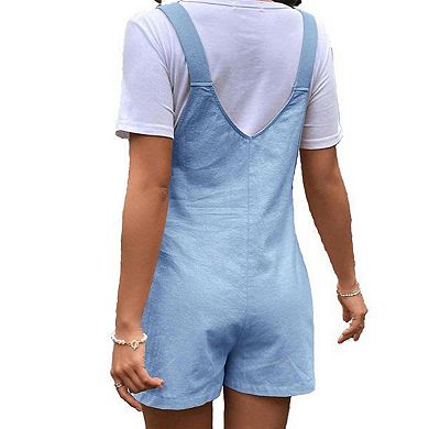 Women's Maternity Overalls Shorts Adjustable Waist Casual Sleeveless Romper for Pregnancy