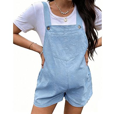 Women's Maternity Overalls Shorts Adjustable Waist Casual Sleeveless Romper for Pregnancy