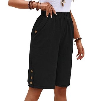 Womens Wide Leg Shorts Elastic Waist Casual Loose Lounge Pants Summer Beach Vacation Clothes