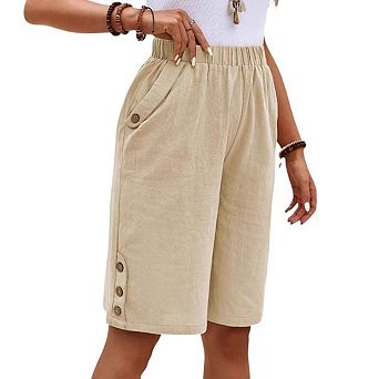 Womens Wide Leg Shorts Elastic Waist Casual Loose Lounge Pants Summer Beach Vacation Clothes