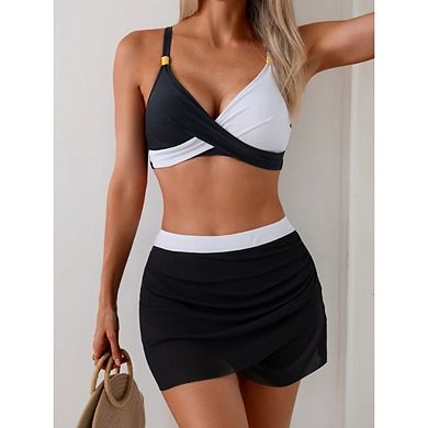 Women's Bikini Sets Two Piece High Waisted V Neck Twist Front Adjustable Spaghetti Straps Swimsuit