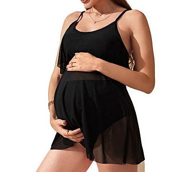 Women's Maternity Bikini Set Two Piece Swimsuit Sheer Mesh Bathing Suits Swimwear