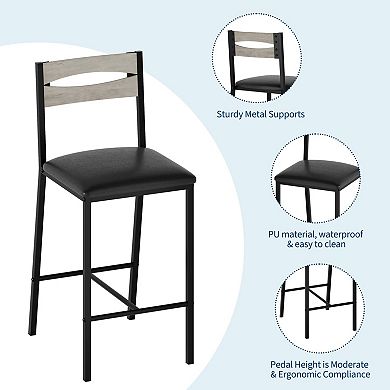 36" Counter Height Dining Table Set for 2 with Upholstered Bar Chairs and Storage Shelves
