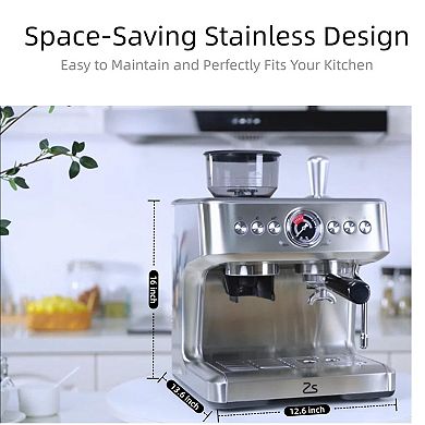 Espresso Coffee Machine,20 Bar Professional Coffee Maker With Grinder