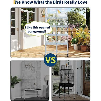 Bird Playground, Bird Playstand,Birdcage Stand Play Center,Lockable Wheels,Heavy-Duty