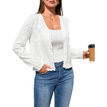 Women's Button Down Cardigan Long Sleeve Casual V-Neck Soft Knit Lightweight Cardigans Sweater