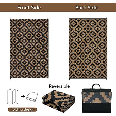 Outdoor Rug for Patio, 6'x9' Waterproof Mat, Reversible Plastic Camping Rugs, Perfect