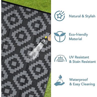 Outdoor Rug for Patio, 6'x9' Waterproof Mat, Reversible Plastic Camping Rugs, Perfect