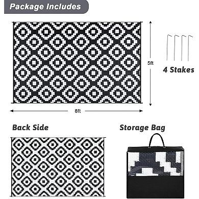 Outdoor Rug for Patio, 6'x9' Waterproof Mat, Reversible Plastic Camping Rugs, Perfect