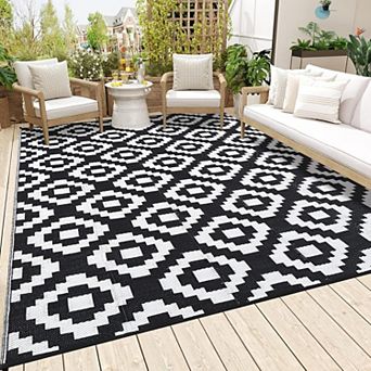 Outdoor Rug for Patio, 6'x9' Waterproof Mat, Reversible Plastic Camping Rugs, Perfect