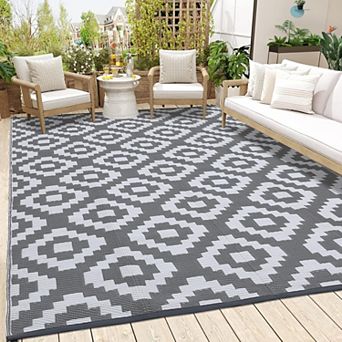 Outdoor Rug for Patio, 6'x9' Waterproof Mat, Reversible Plastic Camping Rugs, Perfect