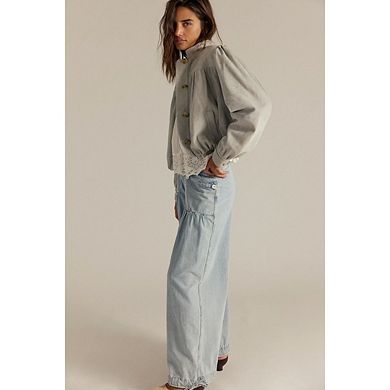 Women's Retro Jeans Baggy Wide Leg Barrel Jeans Drawstring Ankle Loose Denim Pants with Pockets
