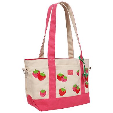 C&C California Print Cotton Canvas Tote Bag with Contrast Trim & Charm