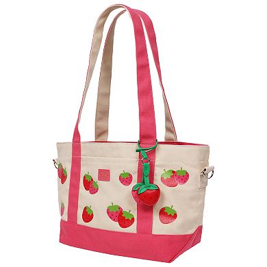 C&C California Print Cotton Canvas Tote Bag with Contrast Trim & Charm