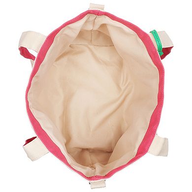 C&C California Print Cotton Canvas Tote Bag with Contrast Trim & Charm