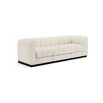 Modern Chenille Modular Sleeper Sofa 3-Seater with Solid Wood Frame