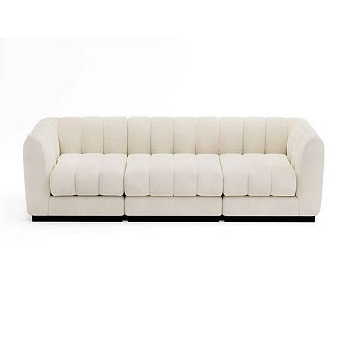 Modern Chenille Modular Sleeper Sofa 3-Seater with Solid Wood Frame