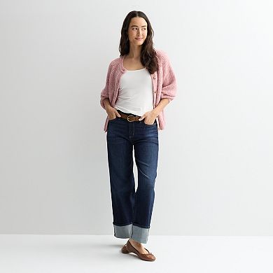 Petite Sonoma Goods For Life® High Rise Wide Leg Cuff Jeans