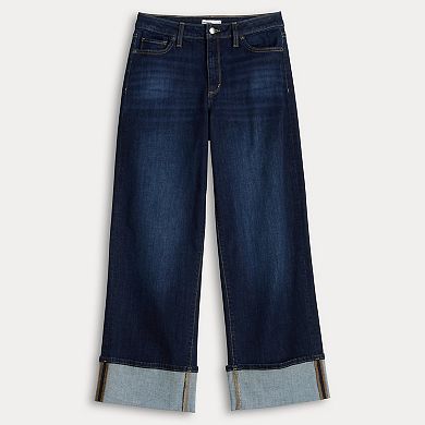 Petite Sonoma Goods For Life® High Rise Wide Leg Cuff Jeans
