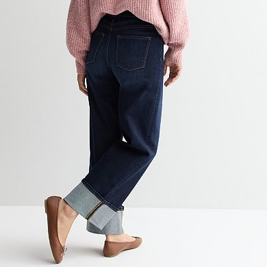 Petite Sonoma Goods For Life® High Rise Wide Leg Cuff Jeans