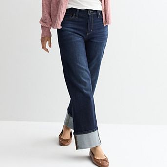Petite Sonoma Goods For Life® High Rise Wide Leg Cuff Jeans