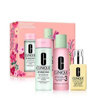 CLINIQUE Healthy Skin 3-Step System: For Combination Oily Skin Skincare Gift Set