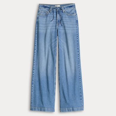 Petite Sonoma Goods For Life® Mid Rise Relaxed Wide Leg Jeans