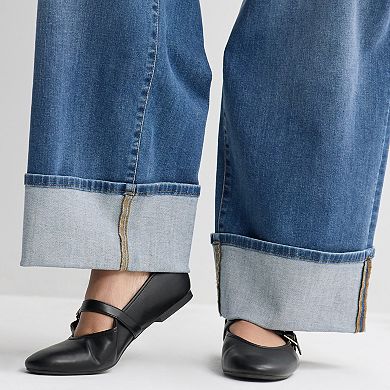 Plus Size Sonoma Goods For Life® High Rise Wide Leg Cuff Jeans