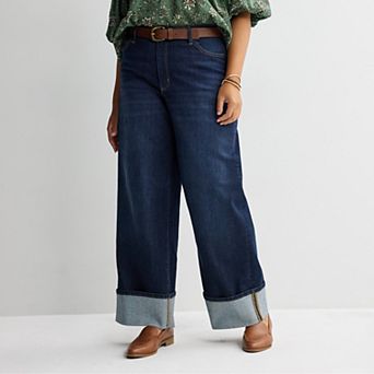 Plus Size Sonoma Goods For Life® High Rise Wide Leg Cuff Jeans