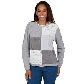 Petite Alfred Dunner Textured Chenille Colorblock Sweater