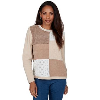 Petite Alfred Dunner Textured Chenille Colorblock Sweater