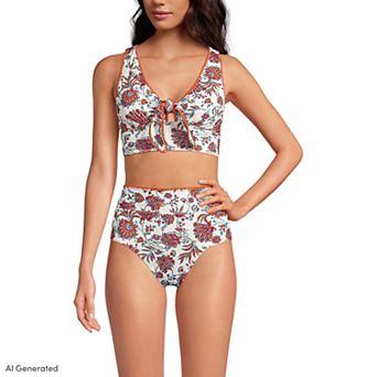 Women's Lands' End Whipstitch Bikini Swim Top & Bikini Swim Bottoms 2 pc Set