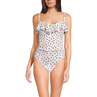 Women's Lands' End Ruffle Midkini Swim Top & Bikini Swim Bottoms 2 pc Set