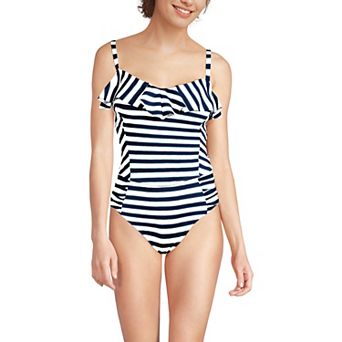 Women's Lands' End Ruffle Midkini Swim Top & Bikini Swim Bottoms 2 pc Set